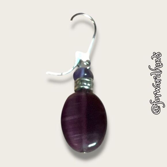 Deep Purple Shimmering Dangle Earrings - Picture 4 of 8